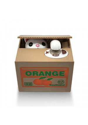 Matney Stealing Coin Cat Box- Piggy Bank - White Kitty - English Speaking - Great Gift for Any Child