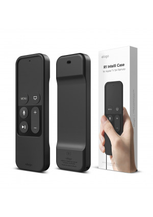 elago R1 Intelli Case for apple TV Remote [MAGNET TECHNOLOGY] [LANYARD INCLUDED] - Black