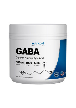 Nutricost Pure GABA (Gamma Aminobutyric Acid) Powder (500 grams/1.1 pounds)