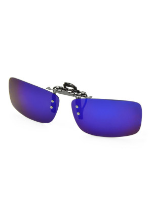 Besgoods Polarized Clip-on Flip up Metal Clip Sunglasses Lenses Glasses Unbreakable Driving Fishing Outdoor Sport New-Royal Blue Mirror Silver Mirror