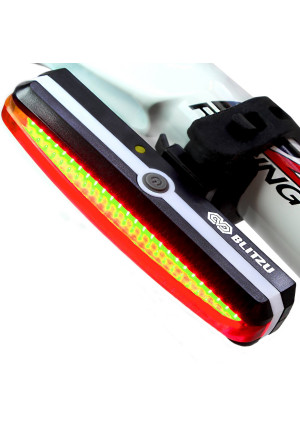 Ultra Bright Bike Light Blitzu Cyborg 168T USB Rechargeable Bicycle Tail Light. Red High Intensity Rear LED Accessories Fits On Any Road Bikes, Helmets. Easy To Install for Cycling Safety Flashlight