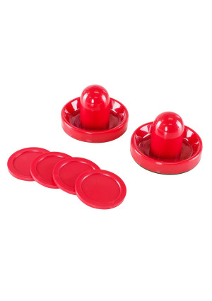 Super Z Outlet Home Standard Light Weight Air Hockey Red Replacement Pucks and Slider Pusher Goalies for Game Tab