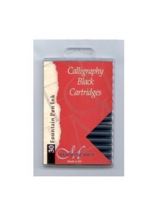 Manuscript Pen MC0401CB Fountain Pen Ink Calligraphy Cartridges, Black, 30-Pack