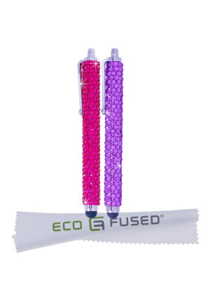 ECO-FUSED  Eco-Fused Universal Bling Stylus Pens - Two Long Gem Covered Stylus Pens Compatible with All Capac