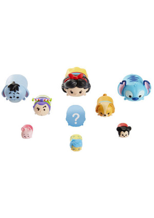 Disney Tsum Tsum Figure - 9 Pack (Snow White, Eeyore, Stitch, Lady, Buzz Lightyear, Piglet, Mickey, Joy, Mystery Figure)