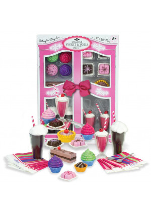 Complete 27 Pc Doll Accessory Food Set, 15 Sweet Treats and Spoons and Paper Napkins, 18 Inch Doll Pretend and Doll Accessory Play Set; Floats, Shakes, Cupcakes and More in Decorative Keepsake Box by Sophia's