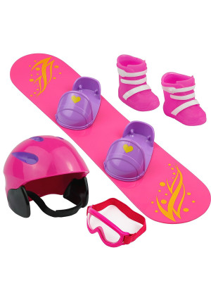 Click n' Play Doll Snowboard Set and Accessories. Perfect For 18 inch American Girl Dolls