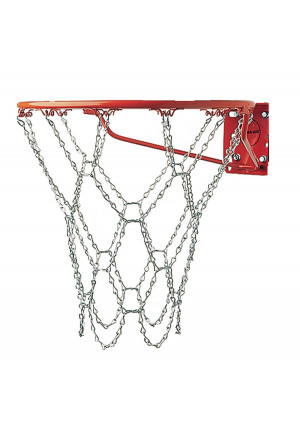 Champion Sports Heavy Duty Metal Chain Link Basketball Net, Fits Standard Indoor or Outdoor Basketball Hoop (Rustproof, Zinc-plated Galvanized Steel, Silver)