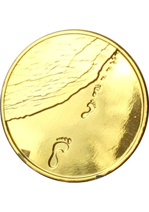 RecoveryChip Footprints In The Sand Gold Tone Medallion Chip Pocket Token Foot Prints