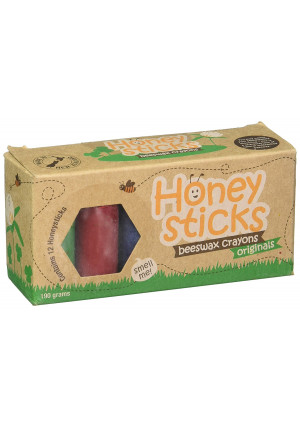 Honeysticks 100% Pure Beeswax Crayons (12 Pack) Natural, Non Toxic, Safe for Toddlers, Kids and Children, Handmade in New Zealand, For 1 Year Plus