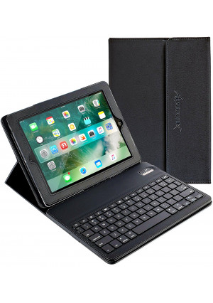 iPad Keyboard + Leather Case, Alpatronix KX100 Bluetooth iPad Keyboard Case with Removable Wireless Keyboard, Folio Protection and Built-in Tablet Stand for iPad 4, 3, 2, 1 [iOS 10+ Support] - (Black)