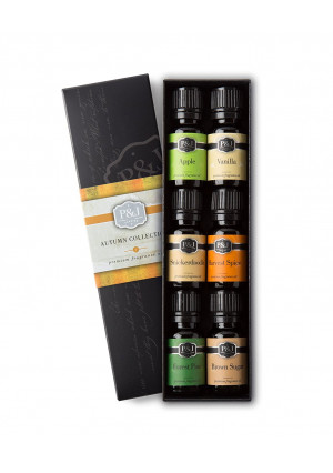 Autumn Set of 6 Premium Grade  Fragrance Oils - Brown Sugar, Apple, Harvest Spice, Vanilla, Forest Pine, Snickerdoodle - 10ml