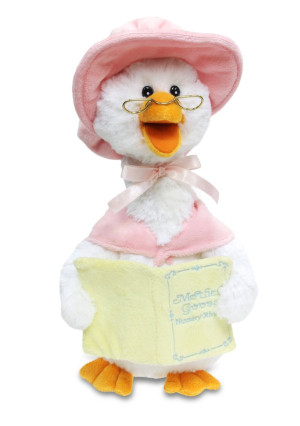 Cuddle Barn Mother Goose Animated Talking Musical Plush Toy, 14” Super Soft Cuddly Stuffed Animal Moves and Talks, Captivates Listeners by Reading 7 Classic Nursery Rhymes – Pink