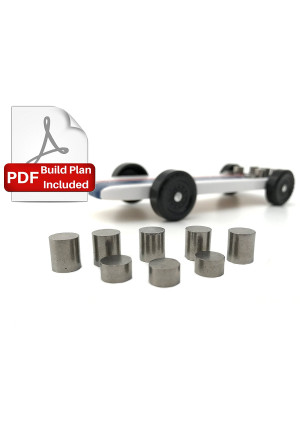 3.25 oz - Tungsten Pinewood Derby Car Weight Kit + BONUS PDF PLANS Showing Optimum Car Design and Weight Placement, Bring Your Car to the 5 oz Limit and Gain the Winning Edge!