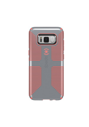 Speck Products CandyShell Grip Cell Phone Case for Samsung Galaxy S8 - Nickel Grey/Warning Orange