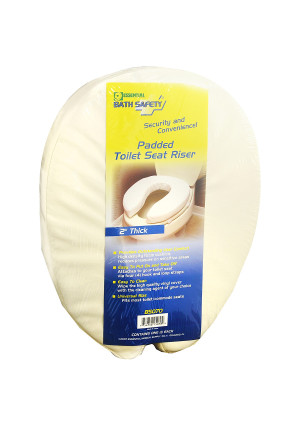 Essential Medical Bath Safety Padded Toilet Seat Riser 2 inch Thick
