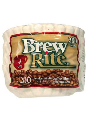 Brew Rite NA 4 Cup Coffee Basket Disposable Filters 200 ct