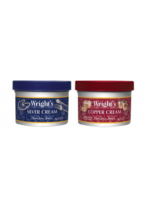 Wright's Silver and Copper Cream Cleaner and Polish - 8 Ounce Each - Ammonia Free - Premium Metal Polish Silver Copper Brass Chrome Porcelain and More