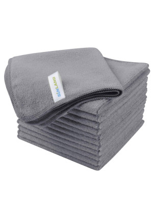 Sinland Absorbent Microfiber Cleaning Cloth Kitchen Dish Cloth Streak Free Dish Rags Glass Cloths 12inchx12inch 12 Pack Grey
