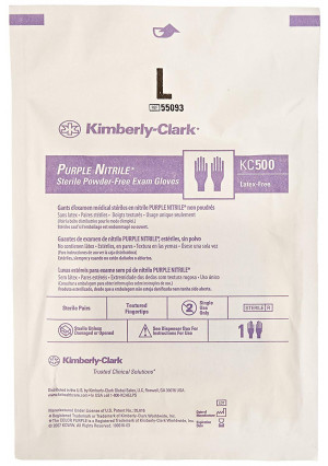 Kimberly Clark Safety 55093 Purple Nitrile Exam Glove, Sterile Pairs, Large (Pack of 50)
