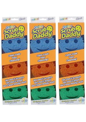 Scrub Daddy Sponge/Scrubber Colors-3 Pack, 9 Total