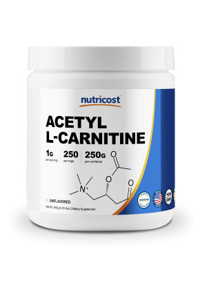 Nutricost Acetyl L-Carnitine (ALCAR) 250 Grams- 1G Per Serving - 250 Servings - Highest Quality Pure Acetyl L-Carnitine Powder