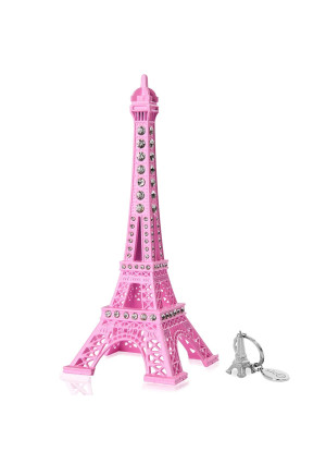 SICOHOME Eiffel Tower Cake Topper,7.0inch Pink Eiffel Tower Decor Blings