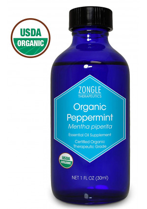 Zongle USDA Certified Organic Peppermint Oil, Safe to Ingest, Mentha Piperita, 1 oz