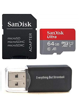 64GB Sandisk Micro Memory Card works with DJI Spark, Mavic Drone Video Camera Quadcopter SDXC MicroSD TF Flash 64G Class 10 with Everything But Stromboli Card Reader