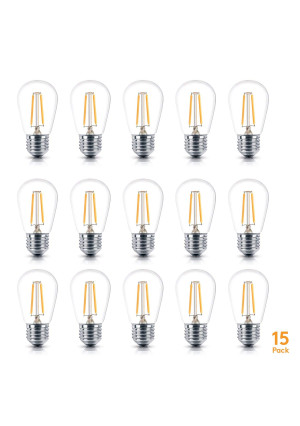 Brightech  Ambience PRO LED S14 1 Watt Bulb - 1 Watt  Use to Replace High-Heat, High-Cost Incandescent Bulbs in Outdoor String Lights  Edison-Inspired Exposed Filaments Design- 15 Pack
