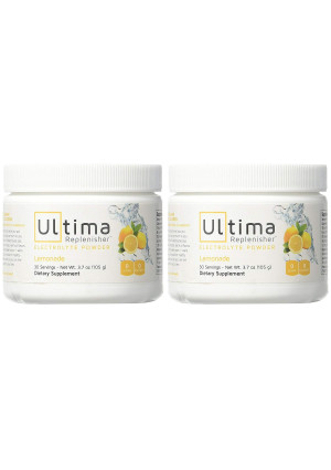 Ultima Replenisher Electrolyte Powder 30 Serving Canister, Lemonade, 3.7 Ounce (2-Pack)