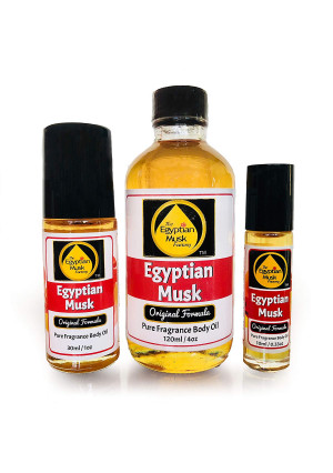 Egyptian Musk Oil, Choose from Roll On to 0.33oz - 4oz Glass Bottle, by WagsMarket - The Egyptian Musk Factory (0.33oz Roll On)