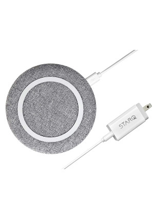 chargeONE | The Modern Fast Wireless Charger by Starq | Fabric Design |Compatible with iPhone X, 8, 8Plus, Samsung S9, and All Qi Enabled Devices. Includes QC 3.0 18W Quick Charger (Gray Stone)