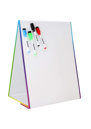 Tabletop Magnetic Easel and Whiteboard (2 Sides) Includes: 4 Dry Erase Markers. Drawing Art White Board Educational Kids Toy