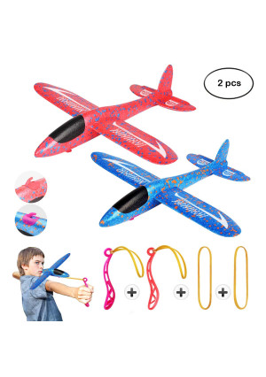 MIMIDOU New Aerobatic Slingshot Plane 2 flight mode 2 pack glider airplane throwing foam aircraft outdoor sports flying toy for kids as gift,by