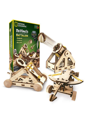 NATIONAL GEOGRAPHIC - Da Vinci's DIY Science and Engineering Construction Kit  Build Three Functioning Wooden Models: Catapult, Bombard and Ballista