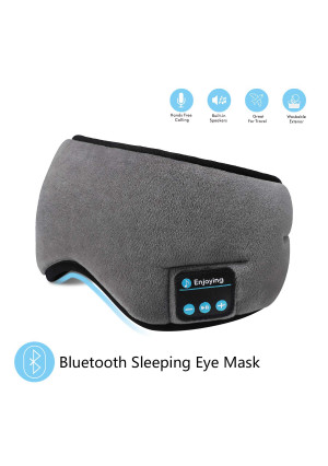 Bluetooth Sleeping Eye Mask Headphones,SKYEOL 4.2 Wireless Bluetooth Headphones AdjustableandWashable Music Travel Sleeping Headset with Built-in Speakers Microphone Hands-Free for Sleeping (Grey)