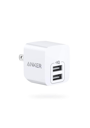 Anker PowerPort Mini Dual Port Wall Charger, Super Compact USB Charger, 2.4A Output and Foldable Plug for iPhone Xs/XS Max/XR/X/8/7/6/Plus, iPad Pro/Air 2/Mini 4, Samsung, and More