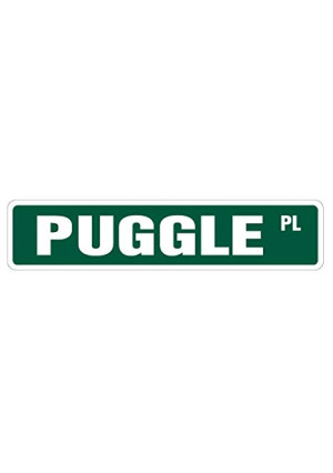 PUGGLE Street Sign dog pet pug beagle designer | Indoor/Outdoor | 18" Wide