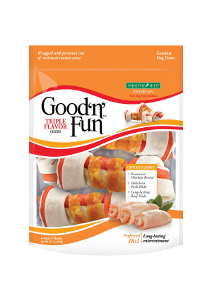 Good 'n' Fun Rawhide Bones, Triple Flavor Chews