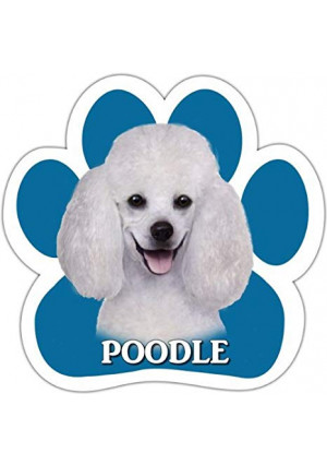 Poodle Car Magnet With Unique Paw Shaped Design Measures 5.2 by 5.2 Inches Covered In UV Gloss For Weather Protection
