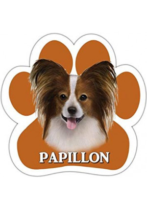 Papillion Car Magnet With Unique Paw Shaped Design Measures 5.2 by 5.2 Inches Covered In UV Gloss For Weather Protection