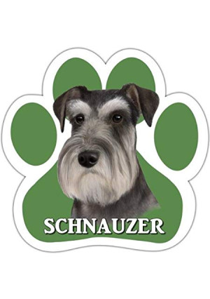 Schnauzer, Uncropped Car Magnet With Unique Paw Shaped Design Measures 5.2 by 5.2 Inches Covered In UV Gloss For Weather Protection