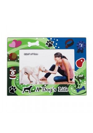Little Gifts Dog's Life Green Glass Photo Frame