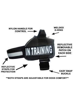 Service Dog Harness Vest Cool Comfort Nylon for Dogs Small Medium Large Girth, Purchase Comes with 2 in Training Reflective Patches. Please Measure Dog Before Ordering