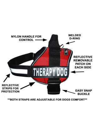 Therapy Dog Harness Service Working Vest Jacket,Purchase comes with 2 THERAPY DOG reflective removable patches. Please measure dog before ordering.