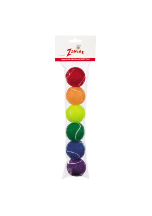 Zanies Mini Puppy Pride Tennis Balls for Dogs, 6-Packs