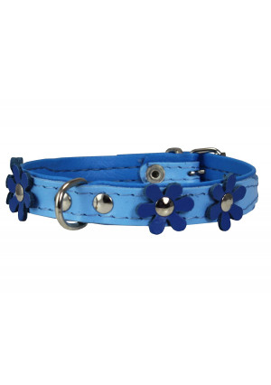 Real Leather Daisy Flowers Dog Collar