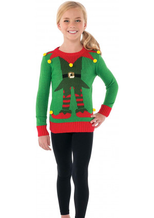 Rubie's Costume Green Elf Ugly Christmas Sweater Costume, One Color, Large