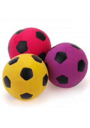 Chiwava 3PCS 2.7'' Squeak Latex Dog Toy Small Football Puppy Chew Fetch Throw Ball Assorted Color